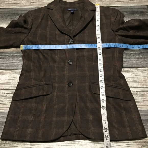 Lands End Plaid Wool Cashmere Blazer Women’s 4 Brown 3 Button. - Picture 2 of 10